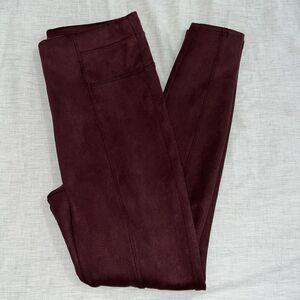 SPANX Faux Suede Leggings Wine Burgundy Size Medium